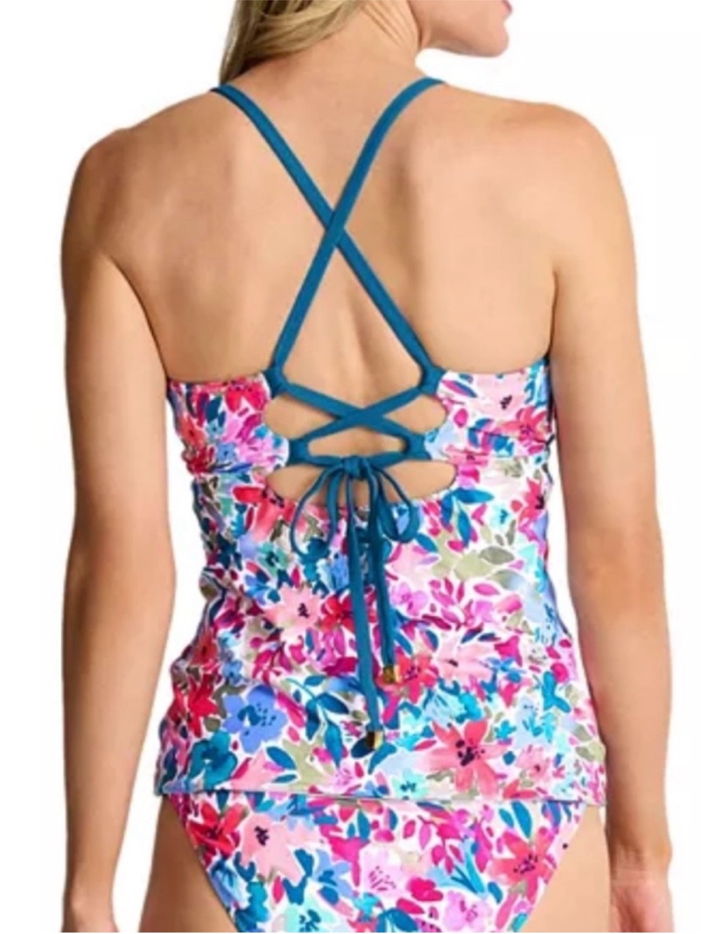 Tommy Bahama Watercolor Floral Reversible Halter Tankini Top - Picture 3 of 14